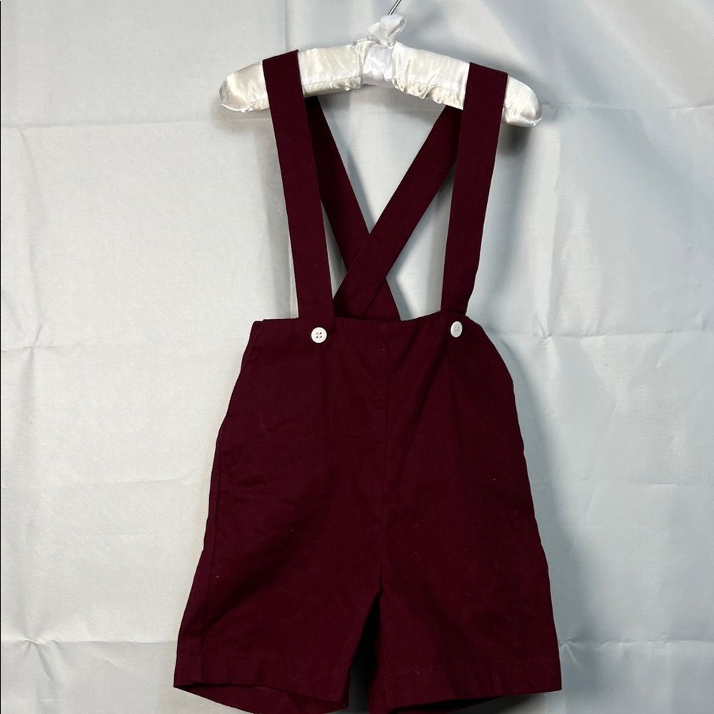 Edgehill Collection Burgundy micro corduroy shorts with suspenders size 24 mon